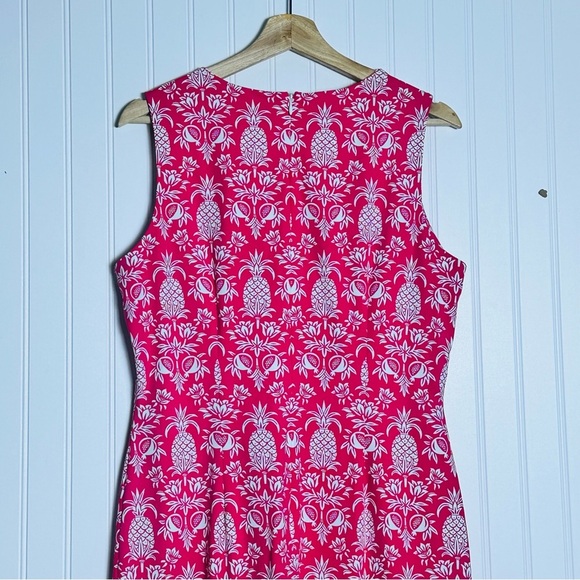 J. McLaughlin Catalina Cloth Pineapple Print Sheath Dress Size L Bright Pink - Picture 6 of 8